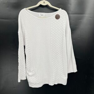 Pure Neon Buddha lagenlook mixed knit white sweater boho funky top artsy L‎